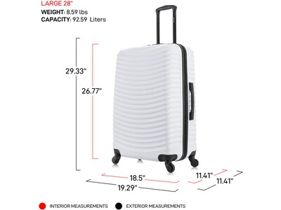 DUKAP Adly 28" Hardside Suitcase, 4-Wheeled Spinner, TSA Checkpoint Friendly, White (DKADL00L-WHI)