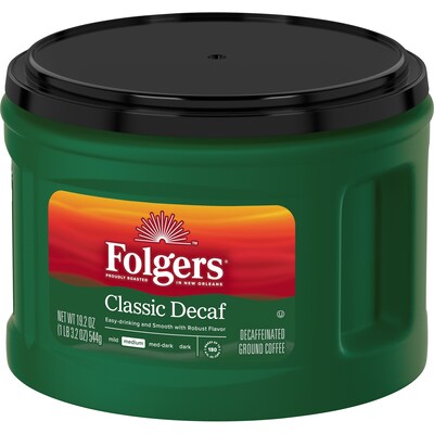 Folgers Classic Decaf Roast Ground Coffee, Medium Roast, 19.2 oz. (SMU30406)