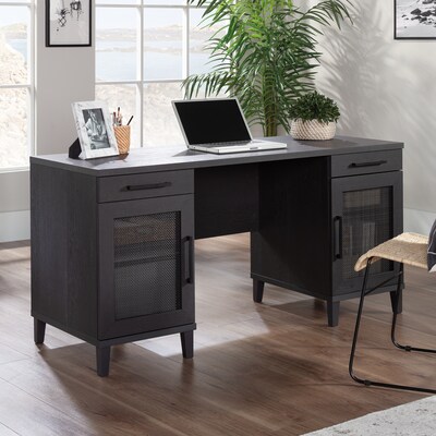 Sauder Tiffin Line 60"W Double Pedestal Desk, Raven Oak (433266)