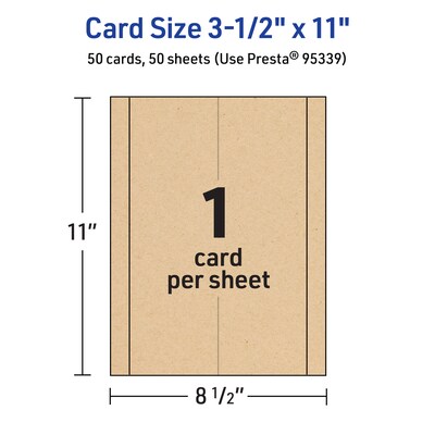 Avery Integrated Cards, 3.5" x 11", Matte Kraft Brown, 50/Box (95339)