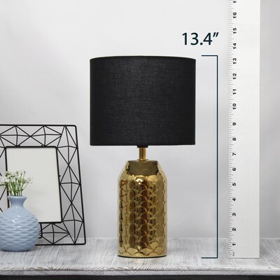Simple Designs Whimsical Wave 13.4" LED Table Lamp, Gold Base/Black Shade (LT2123-GLD)