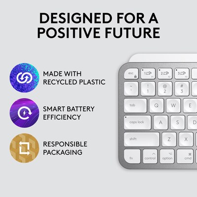Logitech MX Keys Mini for Mac Wireless Ergonomic Keyboard, Pale Gray (920-010389)