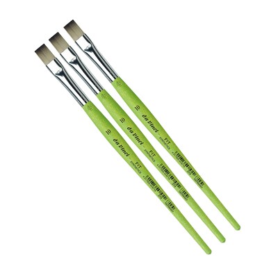 da Vinci FIT Mixed Media Synthetic Bristle, Flat Brush, 3/Pack (DVXVA37410-3)