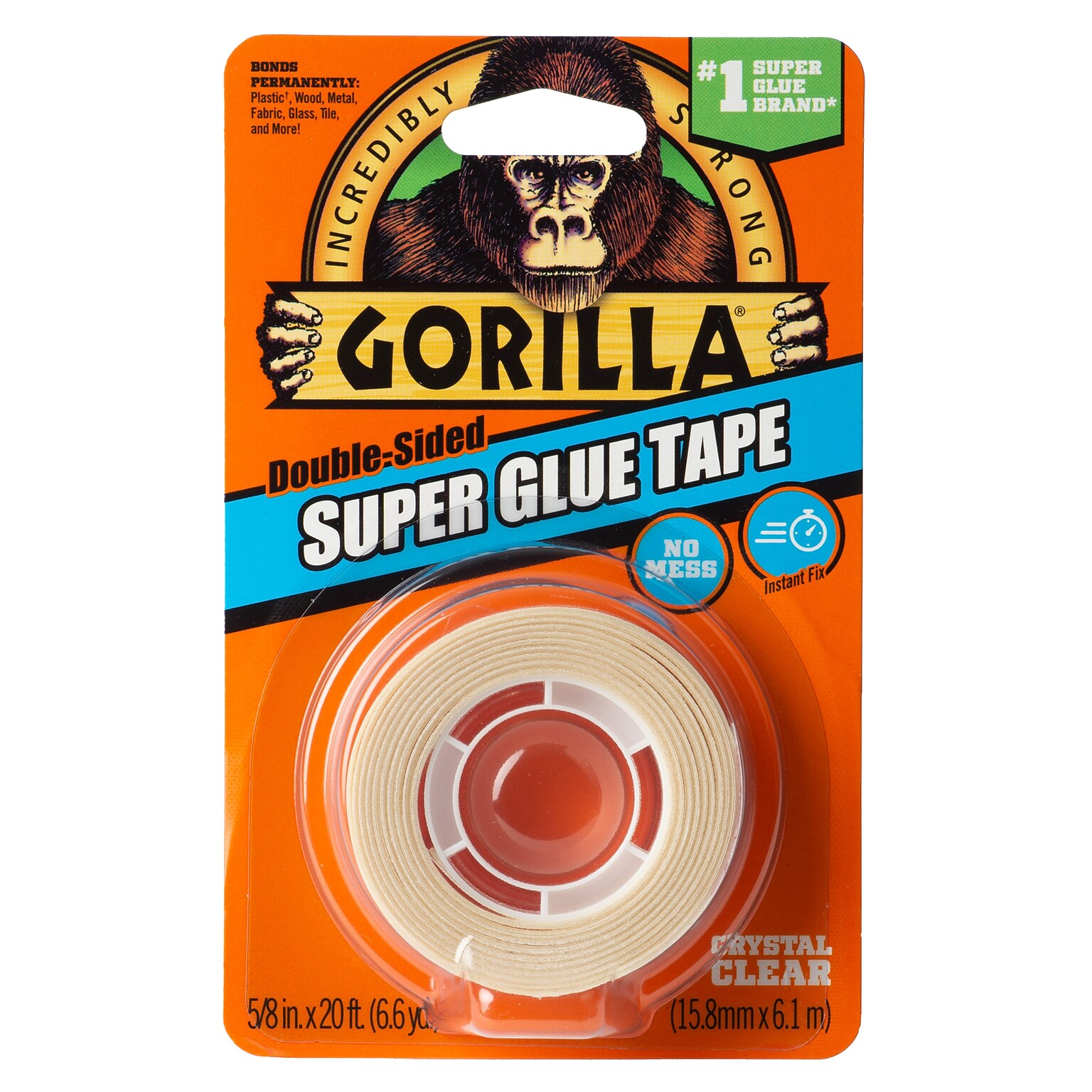 Gorilla Double-Sided Super Glue Tape, 5/8 x 20, Clear (109340)