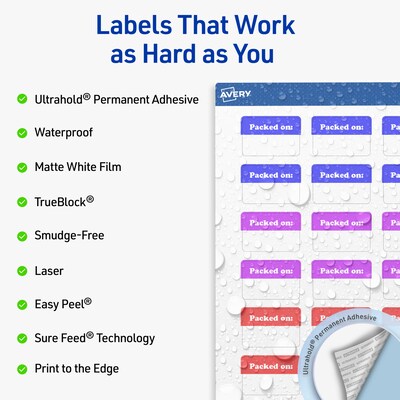 Avery Rectangle Laser Multipurpose Labels, 1 x 1.5, White, 3200/Box (19479399243)