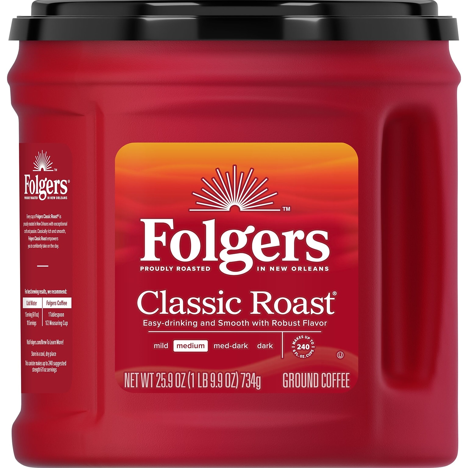 Folgers Classic Roast Ground Coffee, Medium Roast, 25.9 oz. Canister (SMU02042/2550030407)