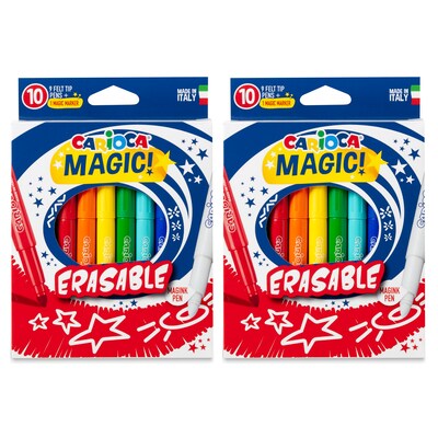 CARIOCA Magic! Washable Kids Markers, Maxi Tip, Assorted Colors, 10/Pack, 2/Bundle (CRA43182-2)