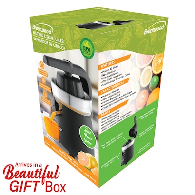 Brentwood® 80-Watt Electric Citrus Juicer with Ergonomic Lever, Black (J-26BK)