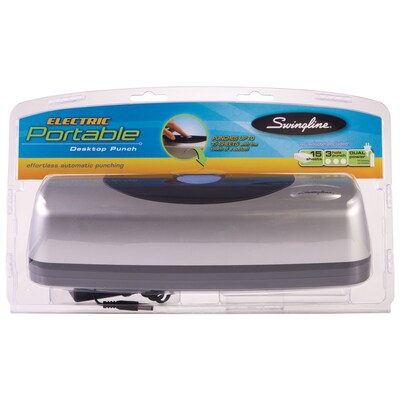 Swingline Electric Portable 3-Hole Punch, 15 Sheet Capacity, Silver (A7074515)