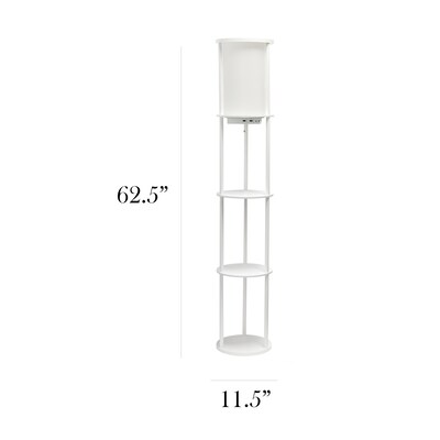Simple Designs Etagere Organizer Storage 62.5" Floor Lamp with 2 USB Charging Ports and 1 Charging Outlet, White (LF2010-WHT)