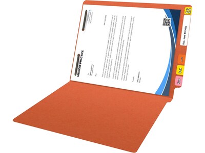 Medical Arts Press Reinforced End Tab File Folder, Straight Cut, Letter-Size, Orange, 50/Box (S-01501-ORG)