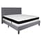 Flash Furniture Roxbury Tufted Upholstered Platform Bed in Light Gray Fabric with Memory Foam Mattre