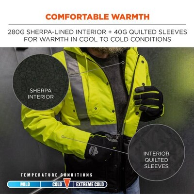 GloWear 8275 Heavy-Duty High-Visibility Workwear Jacket, L, Lime/Black (23974)