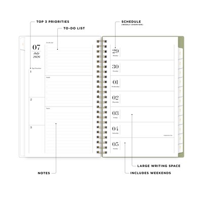 2026-2027 Blue Sky Sincerely Jules Anoura Sage 5 x 8 Academic Year Weekly & Monthly Planner, Plastic Cover (161583)