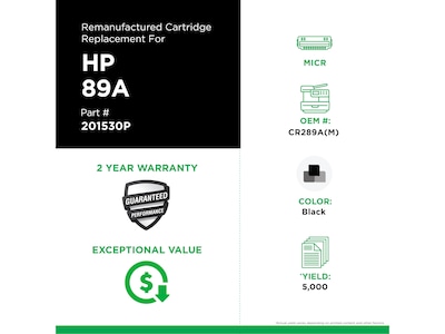 Clover Imaging Group Remanufactured Black Standard Yield MICR Toner Cartridge Replacement for HP 89A (CF289A(M))
