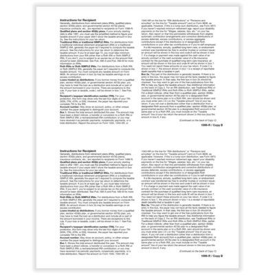 ComplyRight 2025 1099-R Tax Form, 1-Part, 2-Up, Recipient Copy B, 50/Pack (514150)