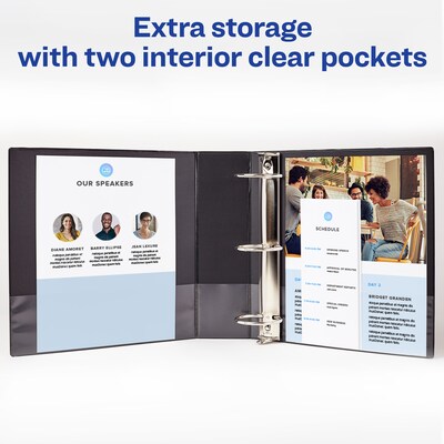 Avery 3" 3-Ring Non-View Binders, Blue/Black Interior (04600)