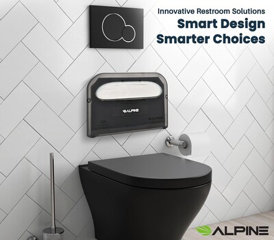 Alpine Industries Toilet Seat Cover Dispenser, Half-Fold, Black, 2/Pack (453-PKG)