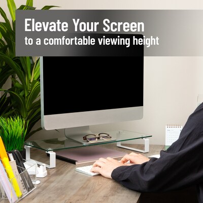 Mind Reader Contemporary Monitor Stand and Laptop Riser, Clear (GLASS-CLR)