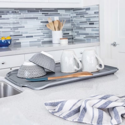 Better Houseware Jr. Plastic Dish Rack, Metallic (BTH14825)