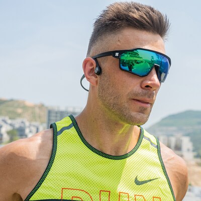 Mojawa Run Air/Mojo 2 Wireless Bone-Conduction Open-Ear Waterproof Headphones, Bluetooth, Black (RA-BK-GL-01)