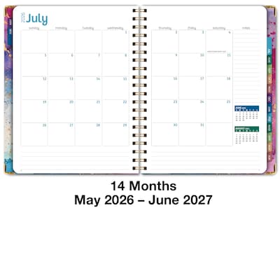 2026-2027 Excello Brands 8.5" x 11" Academic Weekly & Monthly Planner, Paperboard Cover, Rainbow Gold Marble (FSHN-AY26-8511-36)