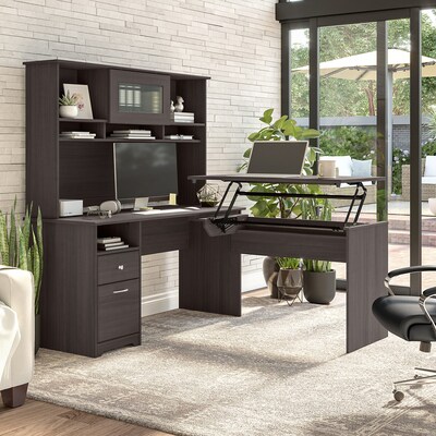 Bush Furniture Cabot 60"W Computer Desk with Drawers, Heather Gray (WC31760)