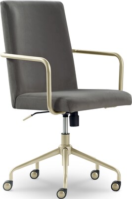 Elle Decor Giselle Fabric Computer and Desk Chair, Light Gray/Gold (CHR10058B)