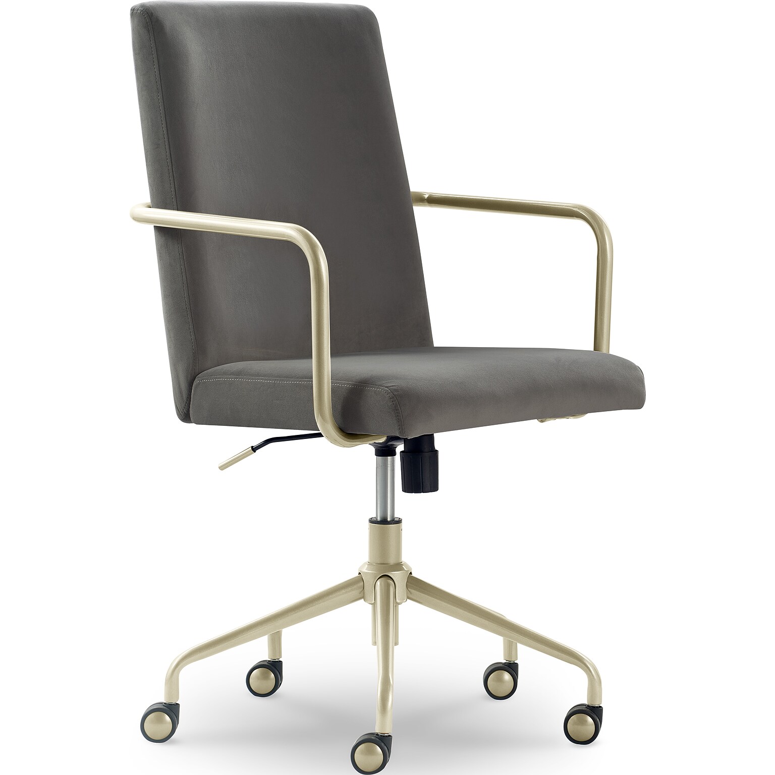 Elle Decor Giselle Fabric Computer and Desk Chair, Light Gray/Gold (CHR10058B)