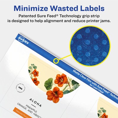 Avery Laser/Inkjet Square Multipurpose Labels, 2-3/4" x 2-3/4", Clear, 60/Pack (94109)