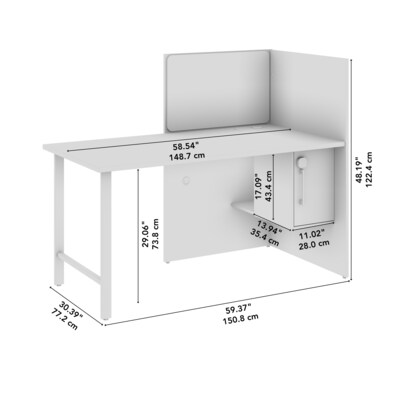 Bush Business Furniture Hustle 60"W Cubicle Workstation, White/Platinum Gray (HUCB260WHPG)