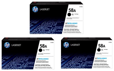 HP 58A Black Toner Cartridge, Standard Yield (CF258A), 3-Pack