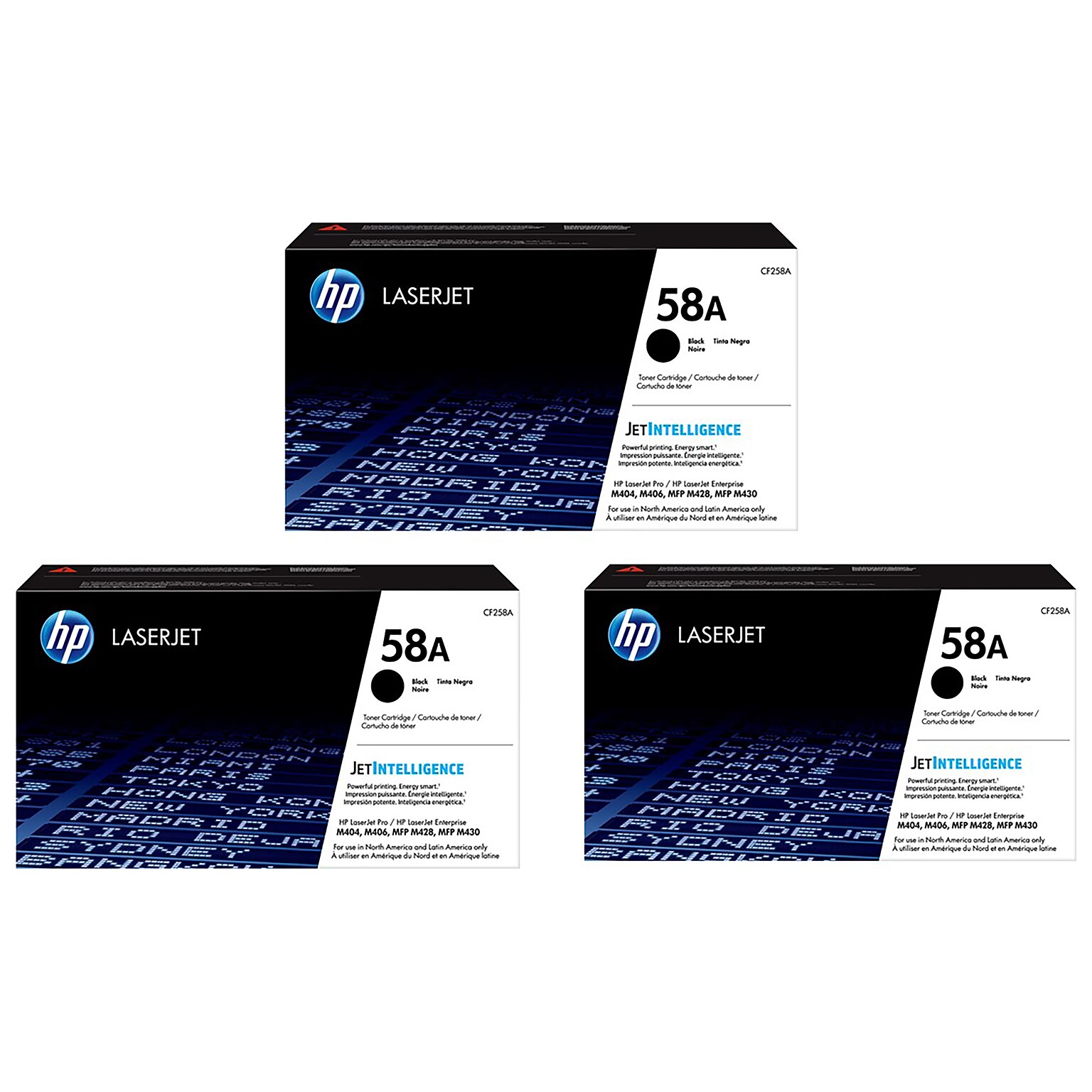 HP 58A Black Toner Cartridge, Standard Yield (CF258A), 3-Pack