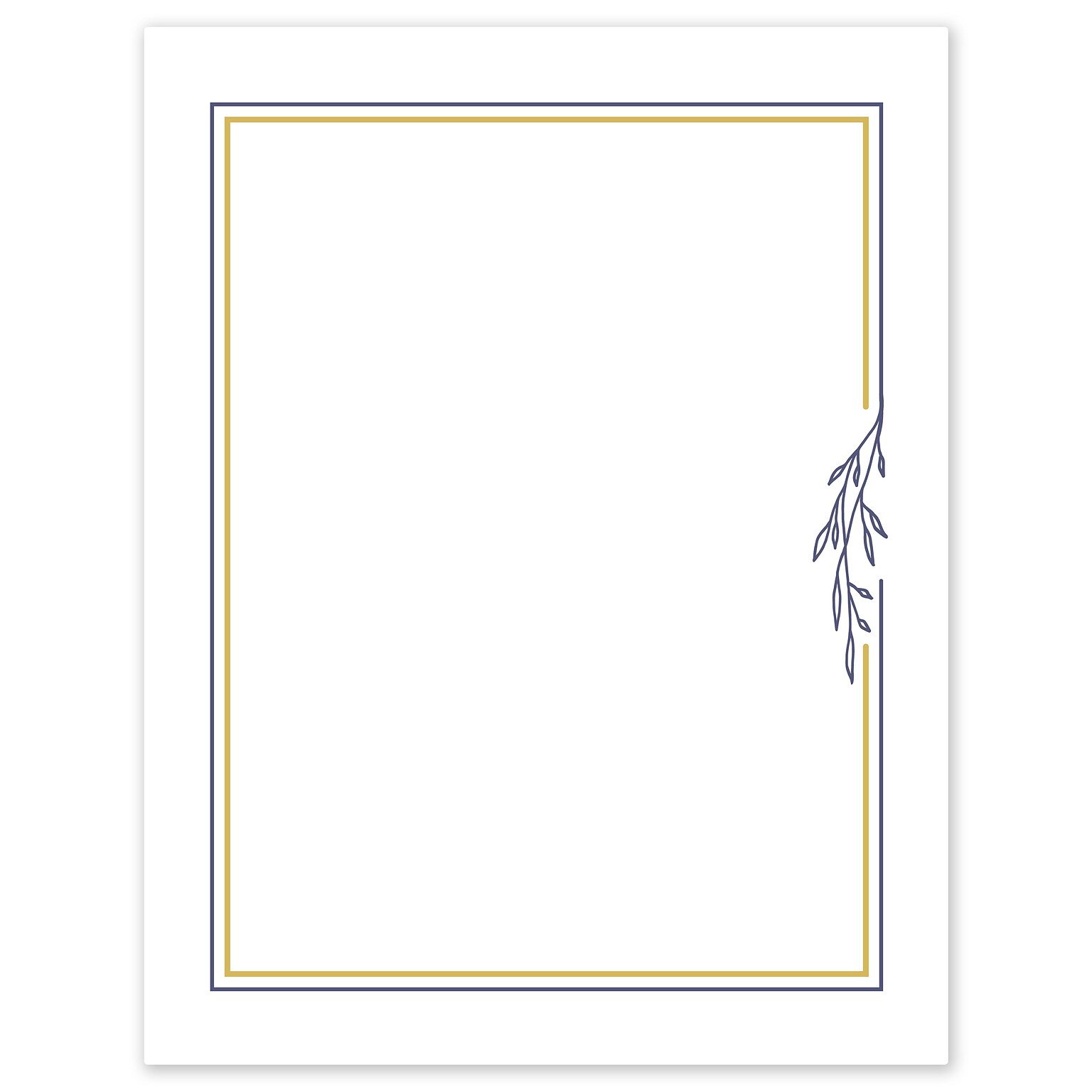 Avery Gold & Navy Border with Florals Matte Blank Card, White, 10/Pack (S00-DPJ)