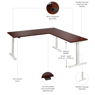 Bush Business Furniture Move 60 Series 72"W L Shaped Adjustable Standing Desk, Hansen Cherry (M6SL7278HCWK)