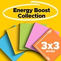 Post-it Super Sticky Notes, 3 x 3, Energy Boost Collection, 90 Sheet/Pad, 5 Pads/Pack (654-5SSUC)