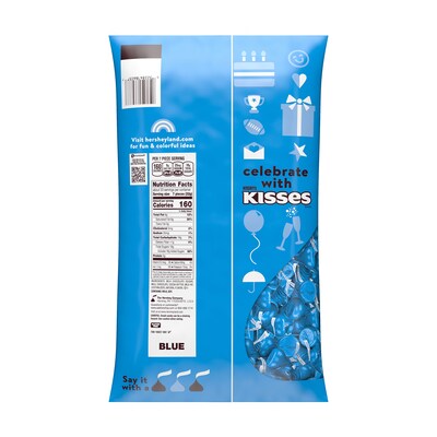 HERSHEYS KISSES Milk Chocolate Candy Bulk Bag, Blue Foils, 60 oz., 400/Bag (HEC16037)