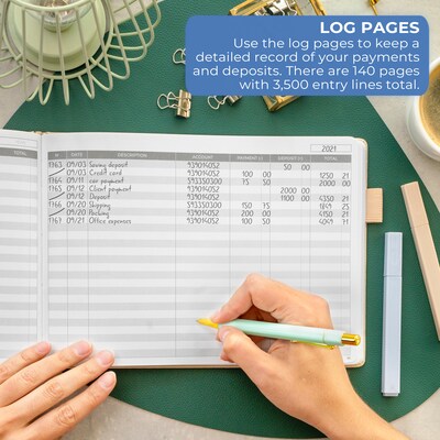 Clever Fox Accounting Ledger Book, 10" x 7", Beige (X003ZX41FZ)