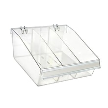 Azar 5.75 x 11.75 Pegboard 3-Compartment Deep Bin Tray, Clear, 2/Pack (556132-S-DIV-2PK)