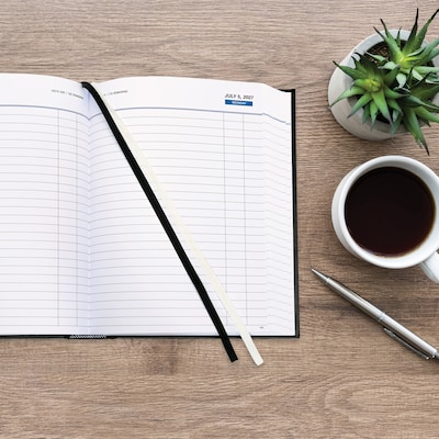 2027 Excello Brands 7.3" x 8.5" Daily Standard Planner, Paperboard Cover, Black (CD68-CY27-BK)