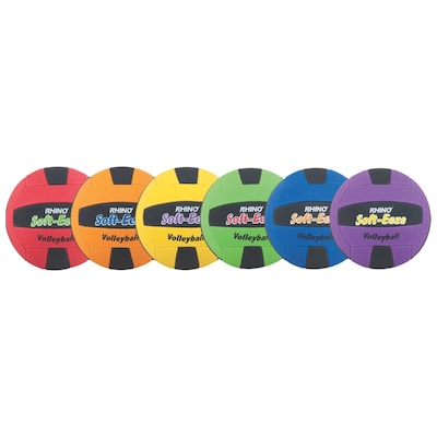 Champion Sports Rhino Softeeze Vinyl Volleyball Set. Assorted Colors, Set of 6 (CHSRS2SET)