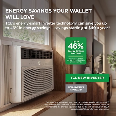 TCL 115-Volt 10000 BTU Window Air Conditioner with Remote, WiFi Enabled, White (T10WV9S)