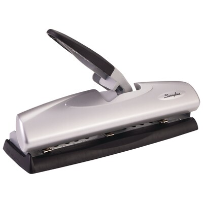 Swingline® LightTouch® High Capacity Desktop 2-7 Hole Punch, Low Force, 20 Sheet Capacity, Black/Silver (A7074030)