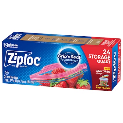 Ziploc Medium Storage Bags, 1 Qt., 24/Carton (314466)