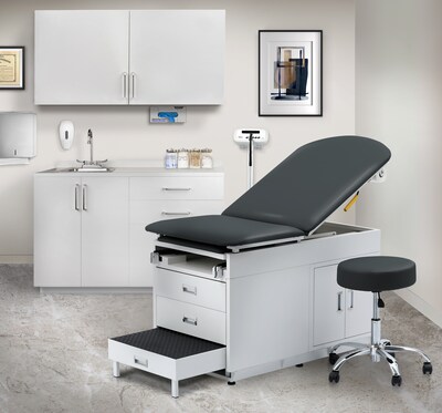 Viva Comfort Power Adjustable Exam Table with Step Stool & Storage, 500 lbs. Capacity, Black (ADI996