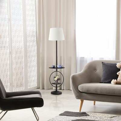 Lalia Home 61.4" Modern Elegance Floor Lamp with Built-In Side Table, Black (LHF-5057-BK)