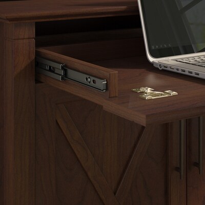 Bush Furniture Key West Laptop Storage Desk Credenza with 5 Shelf Bookcase, Bing Cherry (KWS012BC)