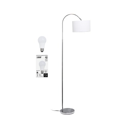 Creekwood Home Vista 66" Brushed Nickel Floor Lamp with Drum Shade, White (CWF-3006-WH-LB)
