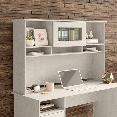 Bush Furniture Cabot 60 W Desktop Hutch, Linen White Oak (WC31131)