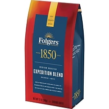 Folgers 1850 Pioneer Blend Caffeinated Ground Coffee, Medium Roast, 12 oz. (SMU60514)